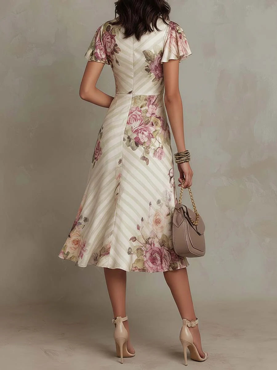 DELACROIX | Robe Élégante Drapée Florale Camille
