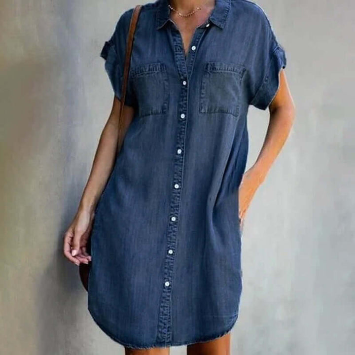 Robe Chemise Femme en Jean Boutonnée Coupe Ample pour Style Décontracté Chic