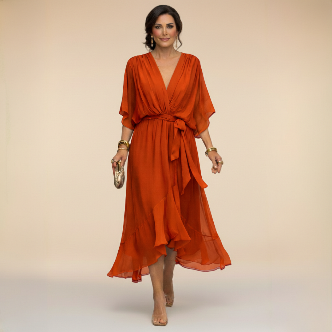 DELACROIX | Robe en chiffon à décolleté V