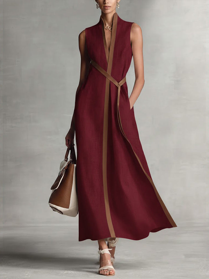 Robe Longue Femme Fluide Sans Manches Coupe Élégante Minimaliste