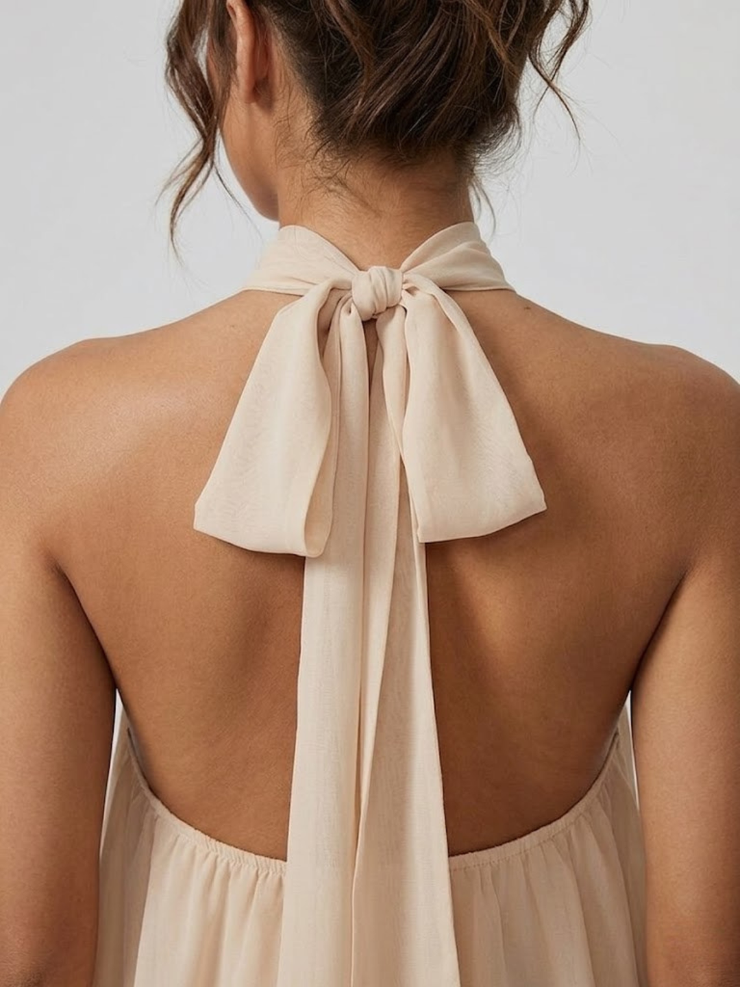 Robe Courte Femme Dos Nu Col Halter – Robe Volantée Été