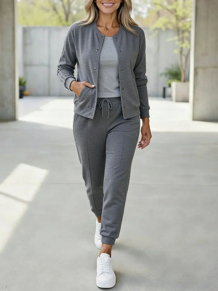 Ensemble Femme 3 Pièces Sport Chic Confort Pantalon Veste