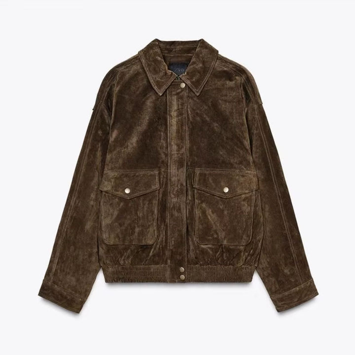 Veste femme oversize effet suédé coupe ample pour style urbain quotidien