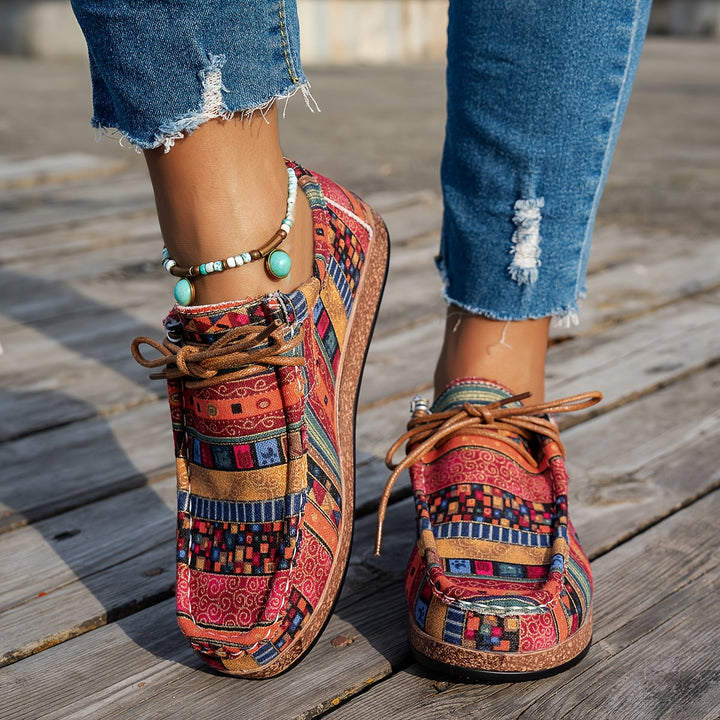 Baskets femme patchwork à lacets pour confort quotidien