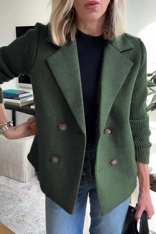 Manteau décontracté femme à manches patchwork – Avec poches