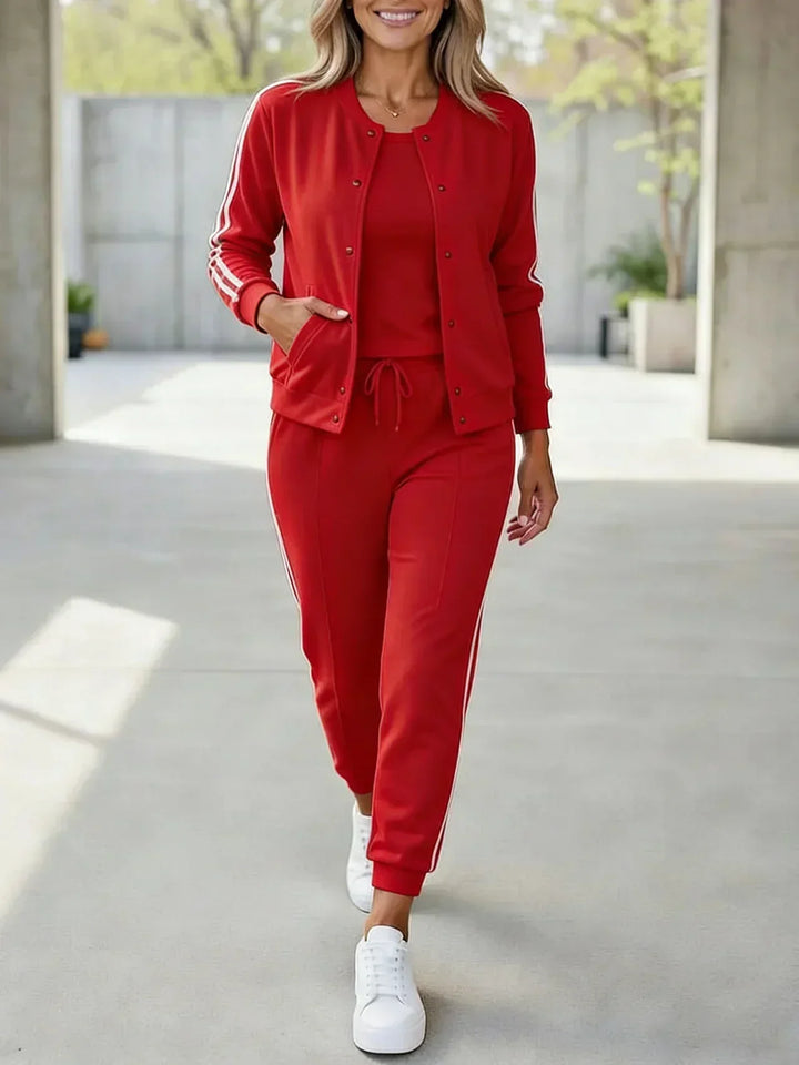 Ensemble Femme 3 Pièces Sport Chic Confort Pantalon Veste