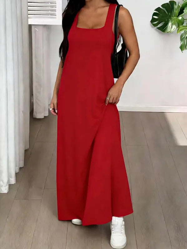 Robe longue femme effet deux pièces avec découpes latérales