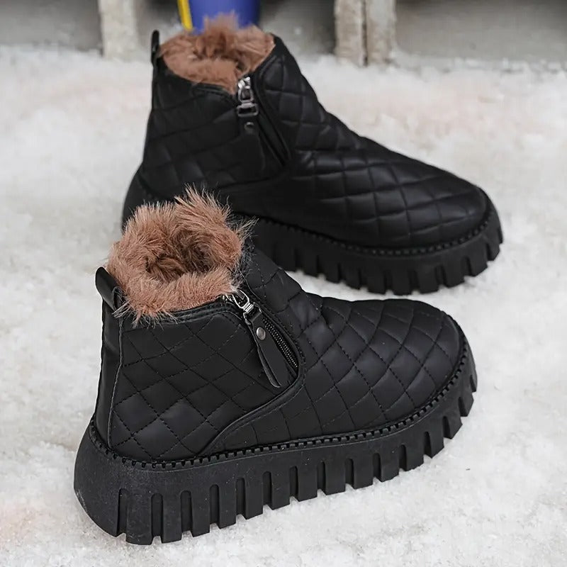 Bottes d’Hiver Femme en Cuir – Confort et Stabilité