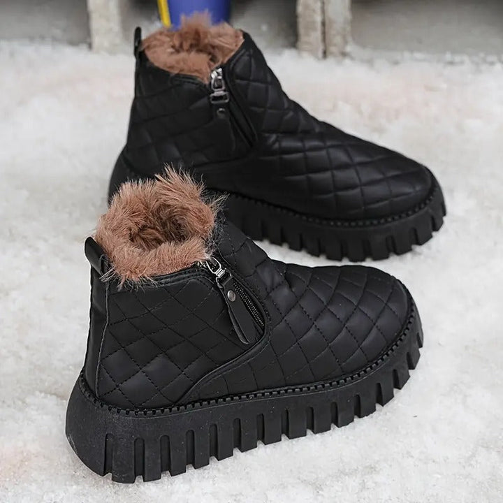 Bottes d’Hiver Femme en Cuir – Confort et Stabilité