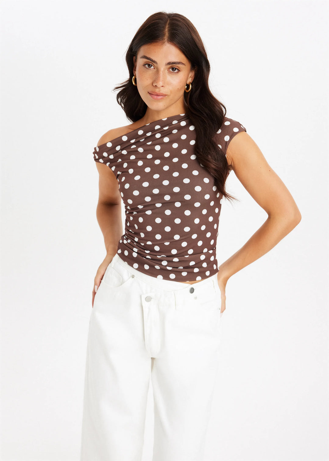 DELACROIX | TOP ASYMÉTRIQUE À POIS