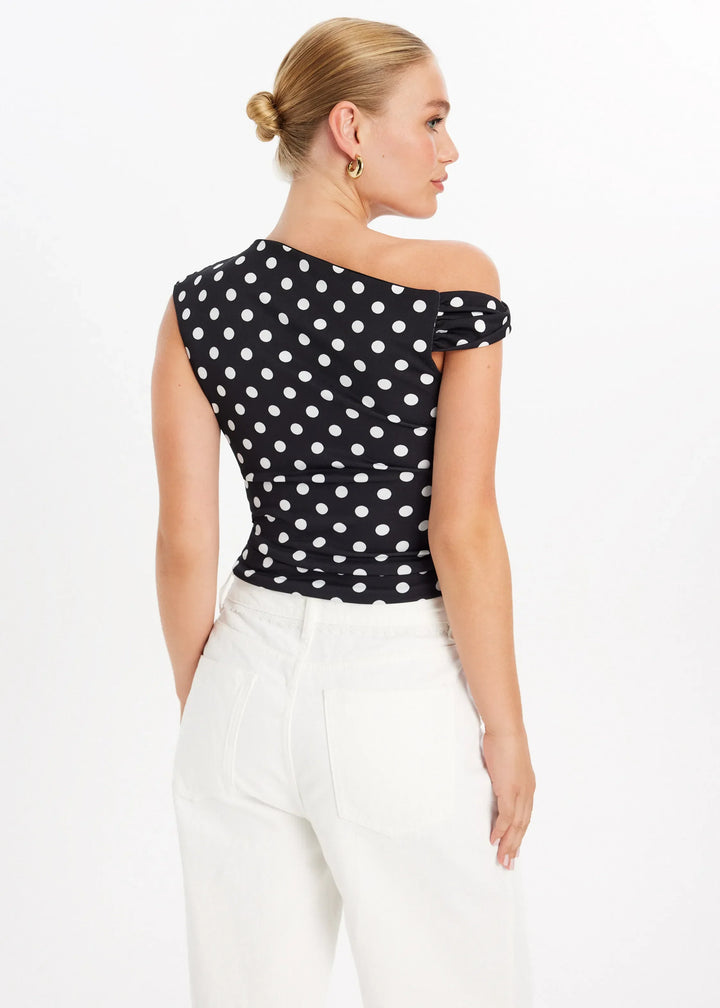 DELACROIX | TOP ASYMÉTRIQUE À POIS