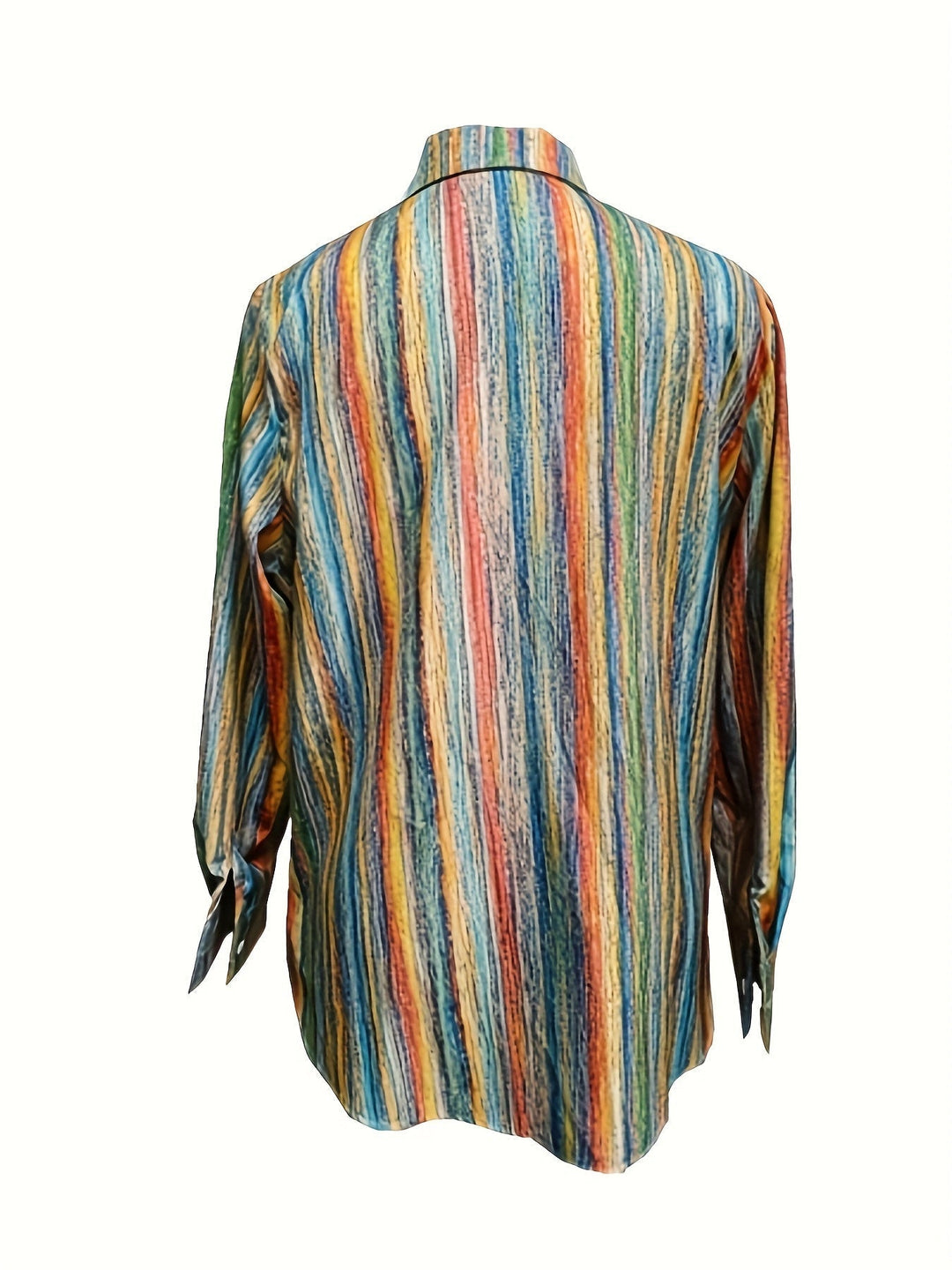 Chemise Femme Rayée Manches Longues Boutonnée Coupe Décontractée
