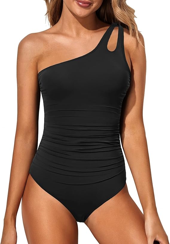 Maillot De Bain Femme Une Épaule Imprimé Tropical Usage Balnéaire