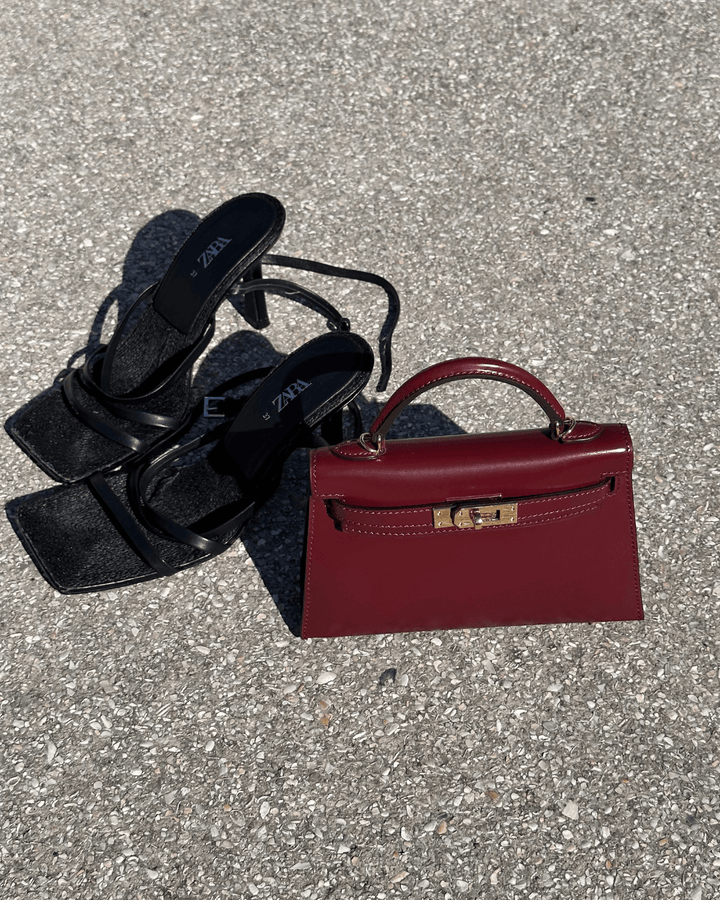 DELACROIX | MINI SAC EN CUIR BORDEAUX ÉLÉGANT
