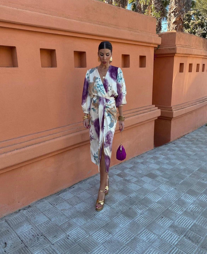 Robe Élégante Décolleté En V Coupe Fluide Femme