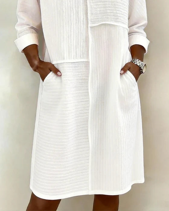 Robe Femme Coton Lin Texturée Coupe Fluide Élégante