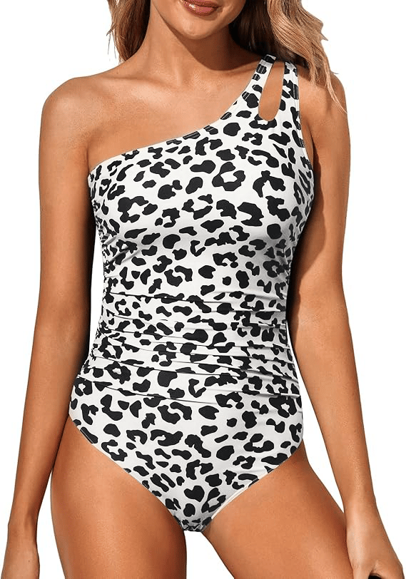 Maillot De Bain Femme Une Épaule Imprimé Tropical Usage Balnéaire