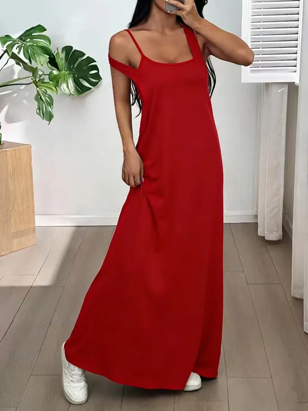 Robe longue femme effet deux pièces avec découpes latérales