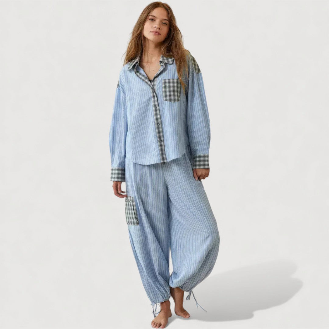 Pyjama deux pièces décontracté – Confort léger et respirant