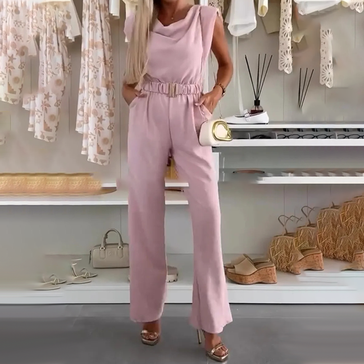 Combinaison Femme Sans Manches Décolleté Drapé Taille Élastique Élégante
