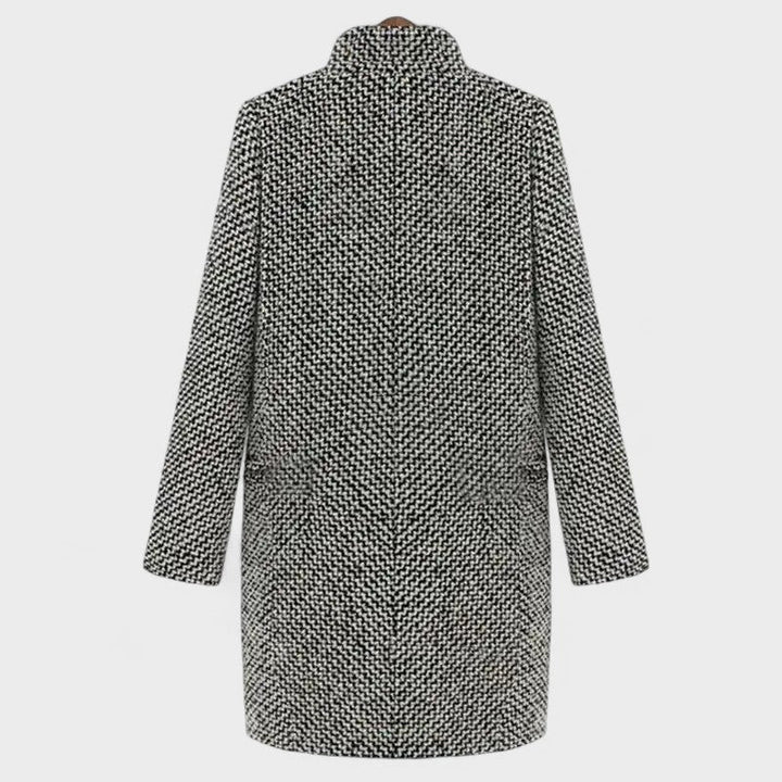 Manteau femme motif pied-de-poule – manteau élégant à double boutonnage