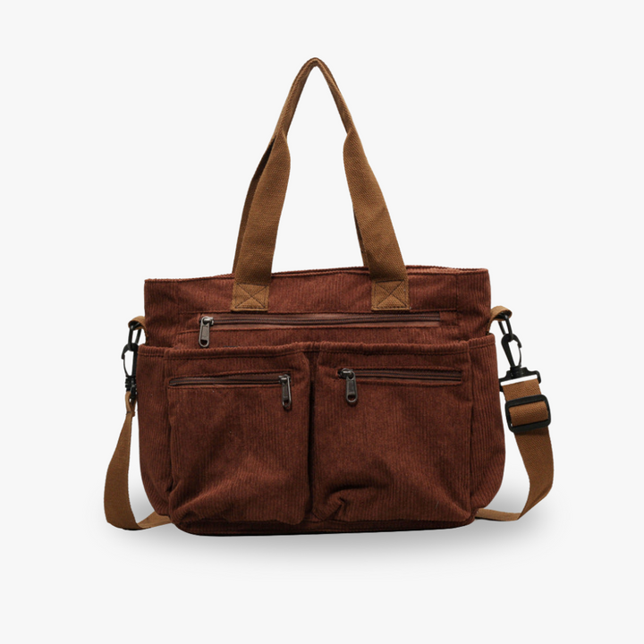 Sac en velours côtelé spacieux avec bandoulière – Élégant et pratique pour le quotidien
