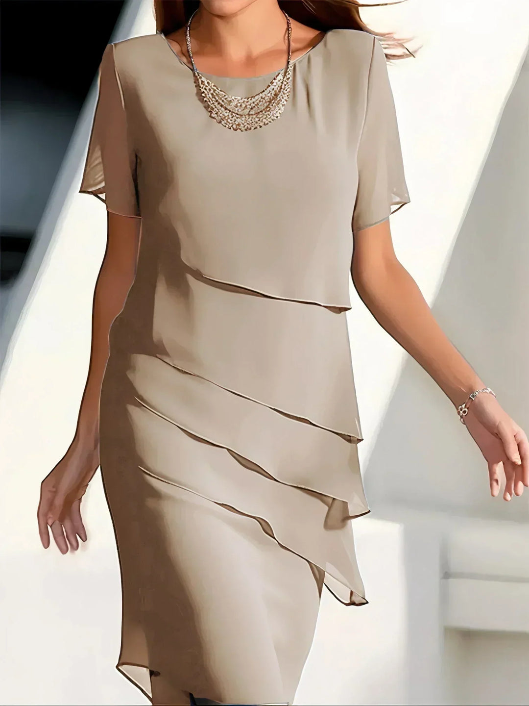 Robe Drapée Élégante Femme Coupe Fluide Tissu Léger Usage Quotidien