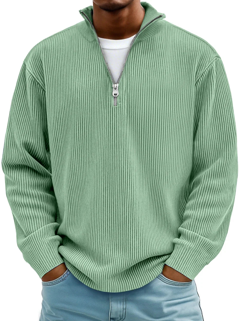 Marc - Pull Col Zippé Côtelé