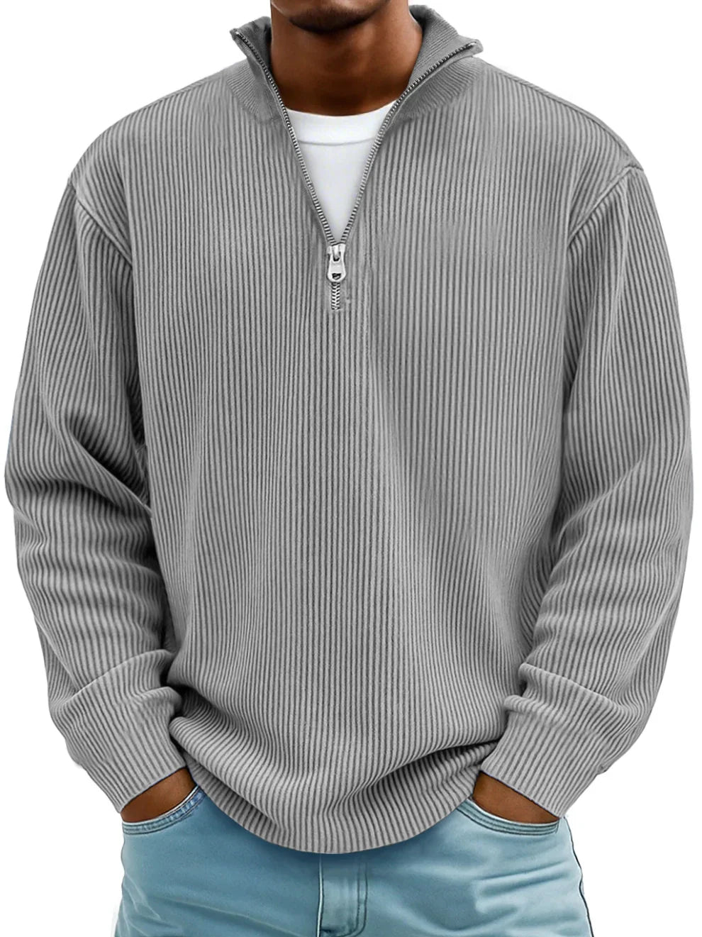 Marc - Pull Col Zippé Côtelé