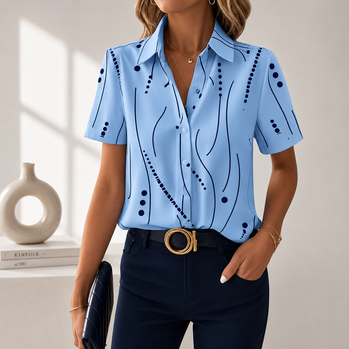 Blouse femme élégante avec col chemise et imprimé abstrait moderne