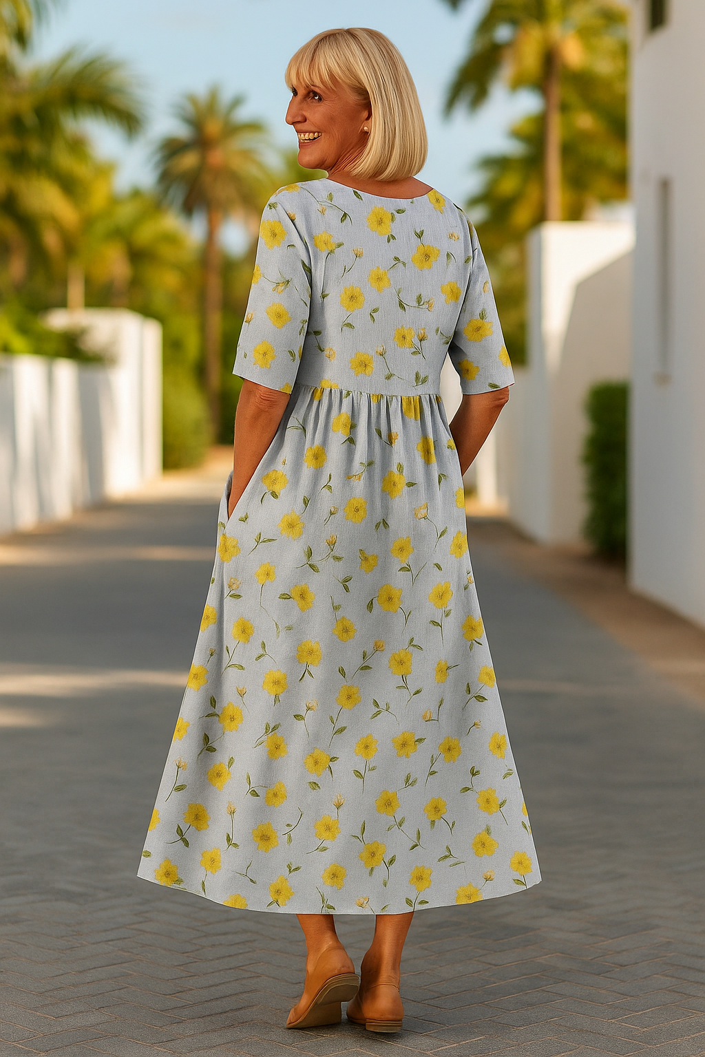 Robe Midi Fleurie Décontractée Élégante pour Femmes