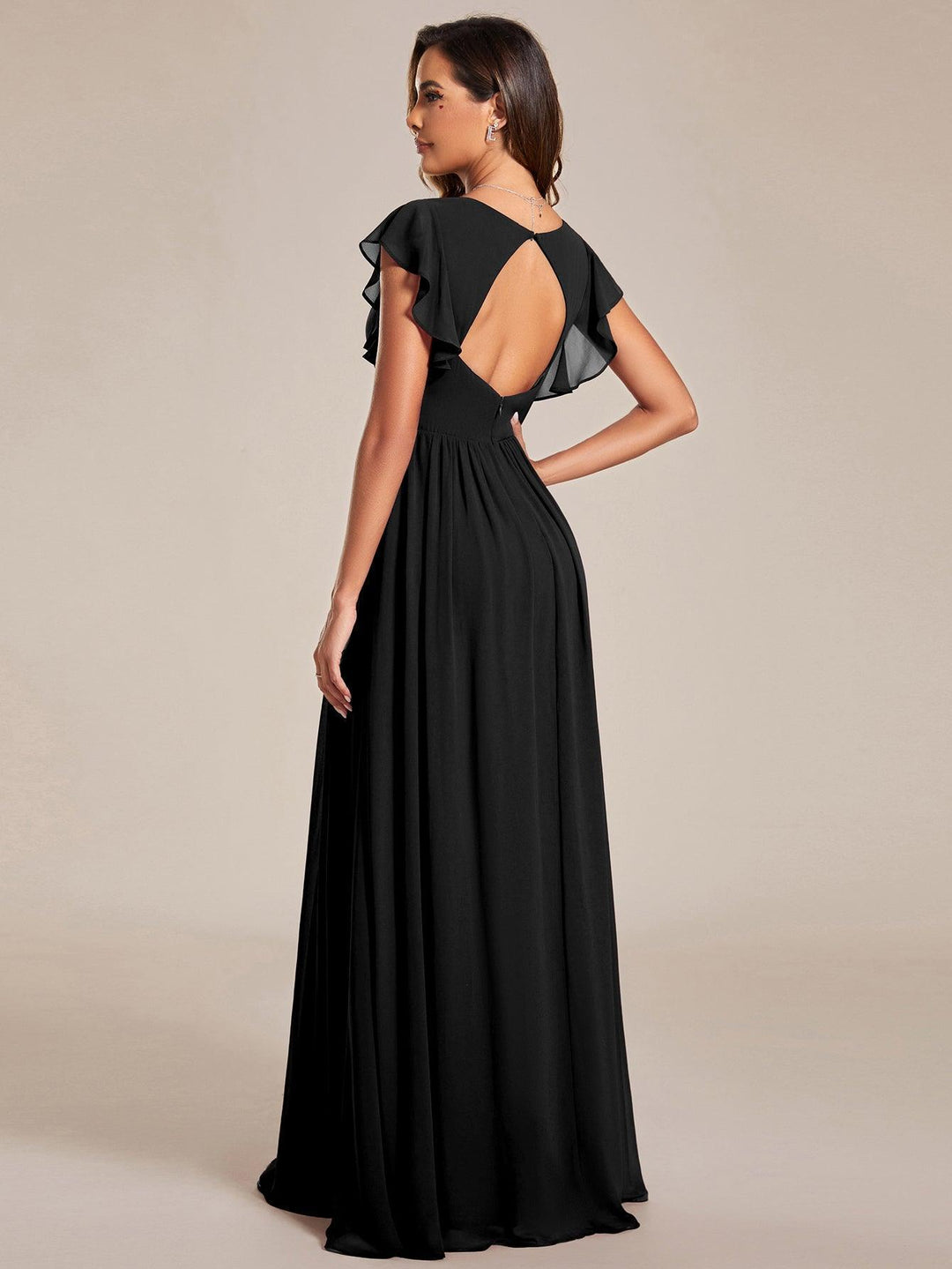 Robe Demoiselle d’Honneur Longue en Mousseline Dos Ouvert Élégant