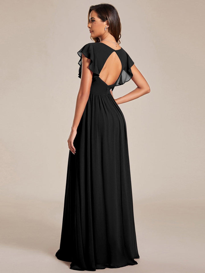 Robe Demoiselle d’Honneur Longue en Mousseline Dos Ouvert Élégant