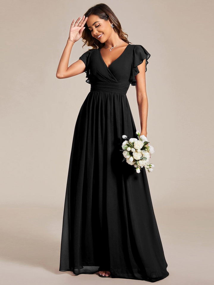 Robe Demoiselle d’Honneur Longue en Mousseline Dos Ouvert Élégant