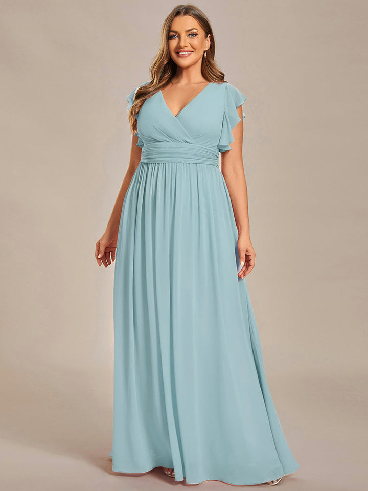 Robe Demoiselle d’Honneur Longue en Mousseline Dos Ouvert Élégant