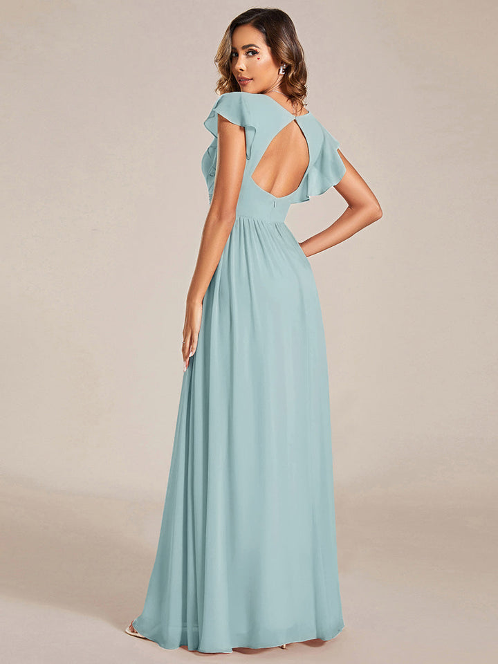 Robe Demoiselle d’Honneur Longue en Mousseline Dos Ouvert Élégant