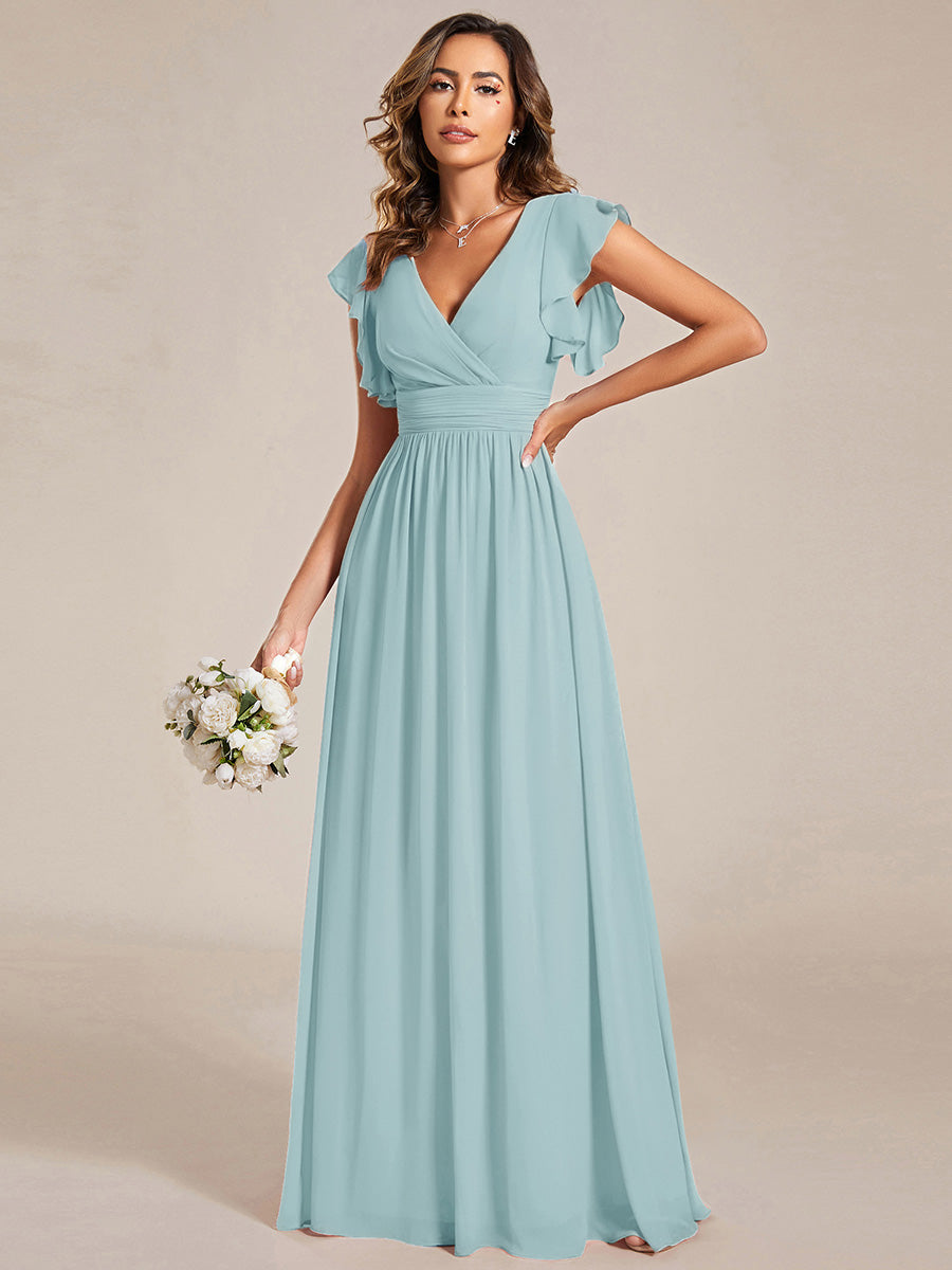 Robe Demoiselle d’Honneur Longue en Mousseline Dos Ouvert Élégant