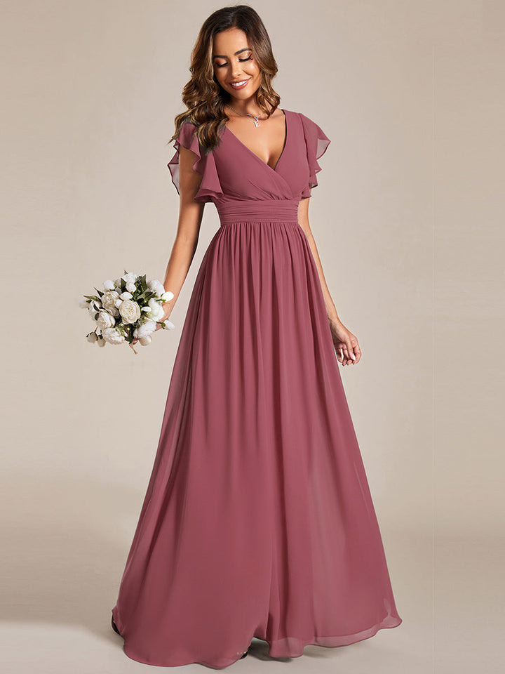 Robe Demoiselle d’Honneur Longue en Mousseline Dos Ouvert Élégant