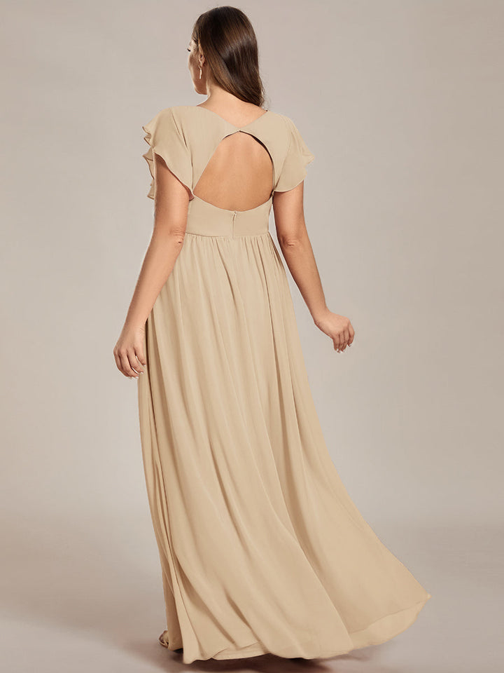 Robe Demoiselle d’Honneur Longue en Mousseline Dos Ouvert Élégant