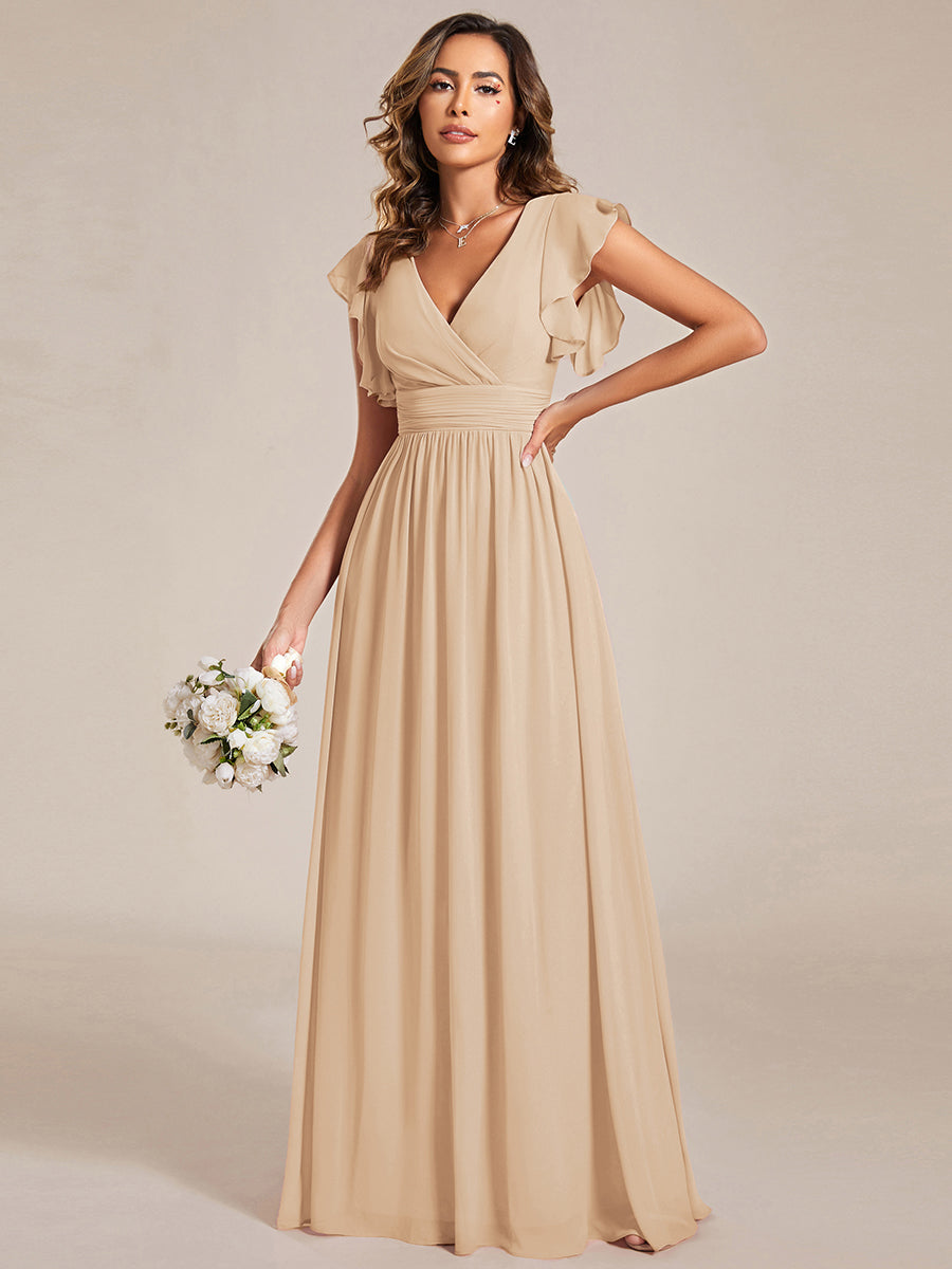 Robe Demoiselle d’Honneur Longue en Mousseline Dos Ouvert Élégant