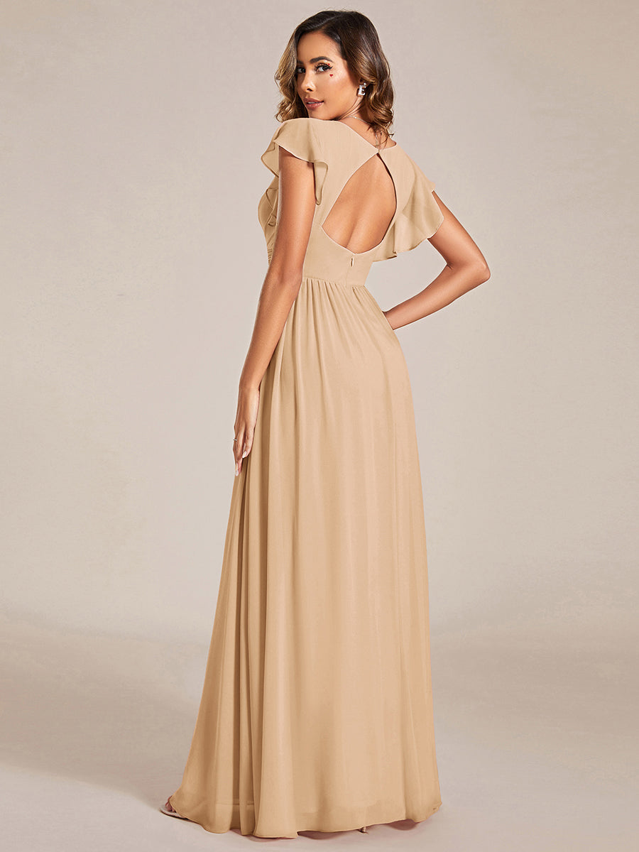 Robe Demoiselle d’Honneur Longue en Mousseline Dos Ouvert Élégant