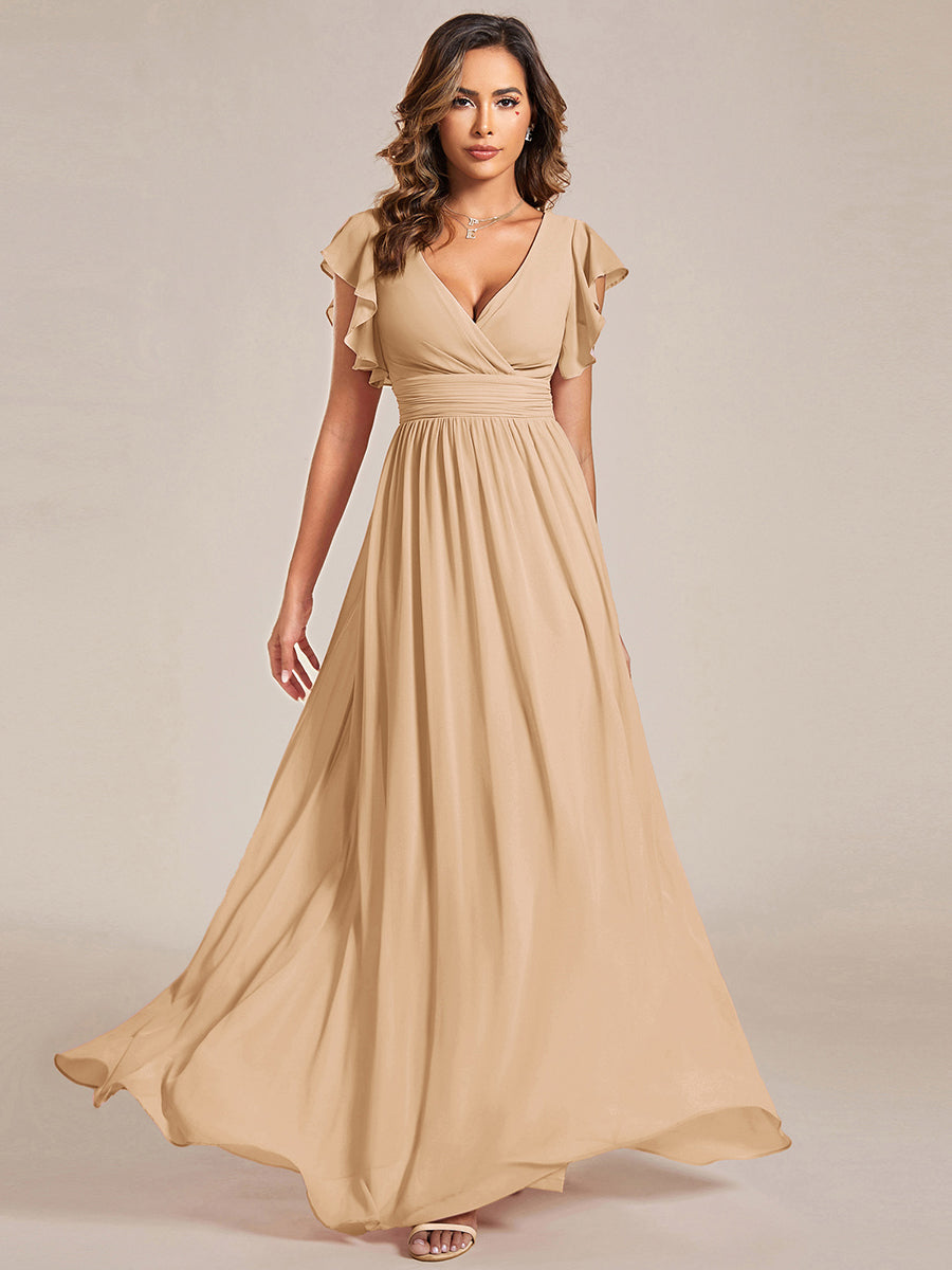 Robe Demoiselle d’Honneur Longue en Mousseline Dos Ouvert Élégant