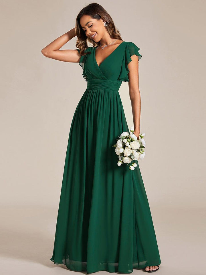 Robe Demoiselle d’Honneur Longue en Mousseline Dos Ouvert Élégant