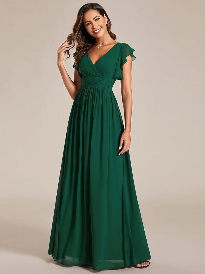 Robe Demoiselle d’Honneur Longue en Mousseline Dos Ouvert Élégant