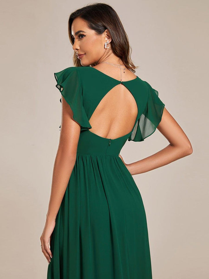 Robe Demoiselle d’Honneur Longue en Mousseline Dos Ouvert Élégant