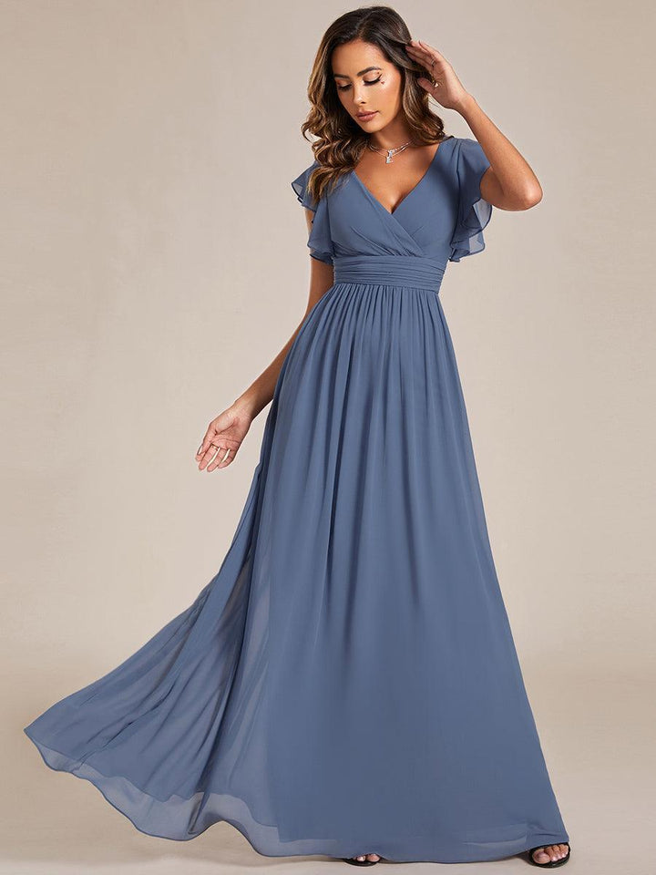 Robe Demoiselle d’Honneur Longue en Mousseline Dos Ouvert Élégant