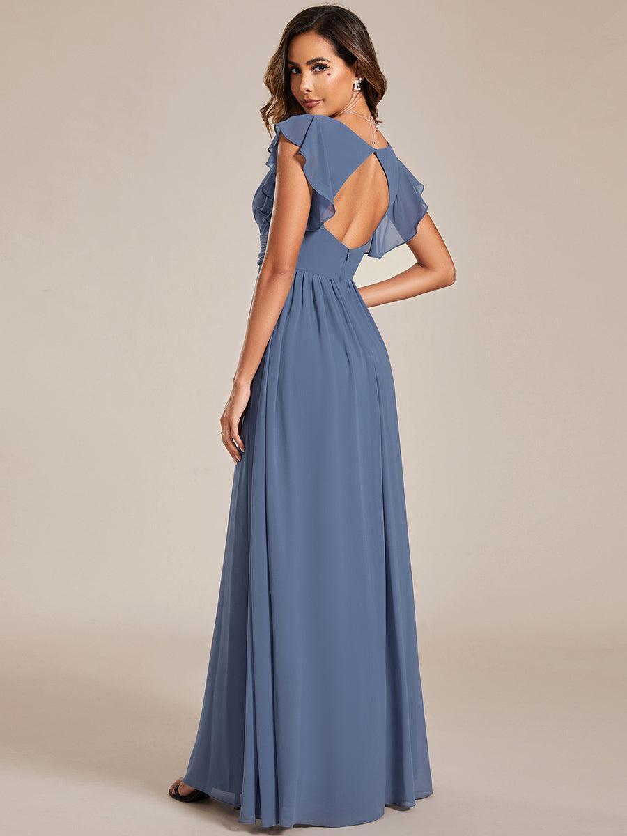Robe Demoiselle d’Honneur Longue en Mousseline Dos Ouvert Élégant