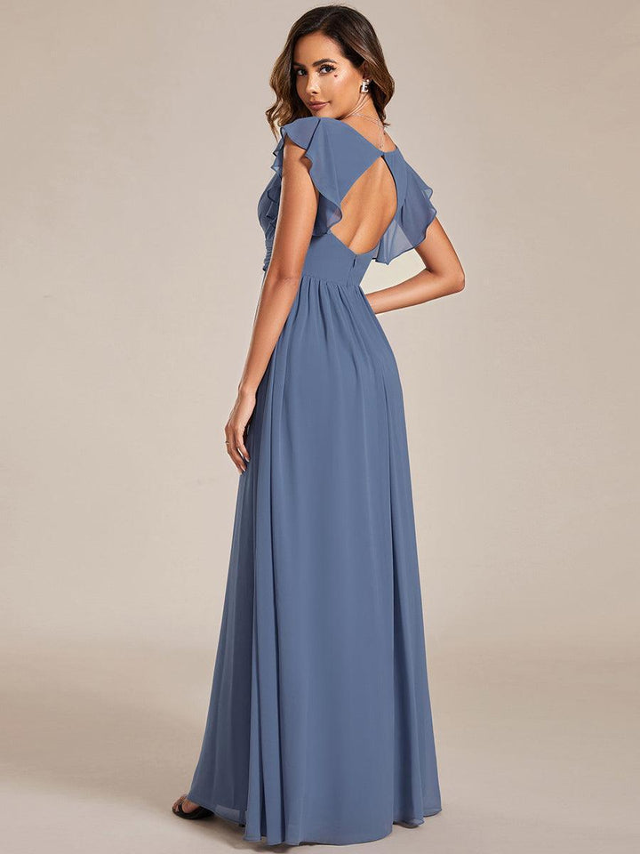 Robe Demoiselle d’Honneur Longue en Mousseline Dos Ouvert Élégant