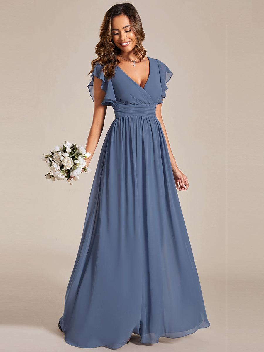 Robe Demoiselle d’Honneur Longue en Mousseline Dos Ouvert Élégant