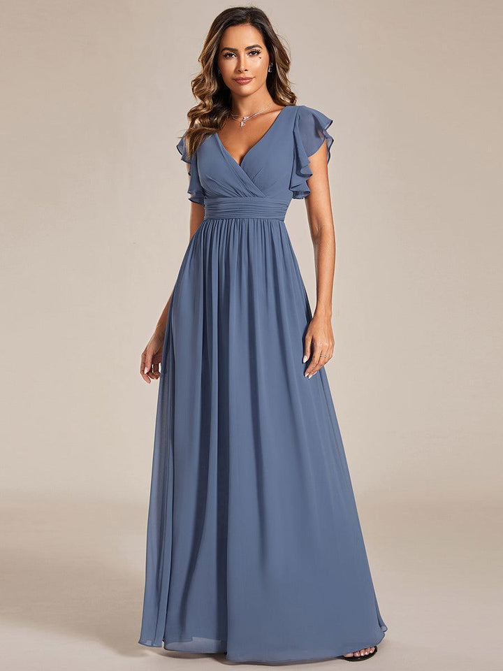 Robe Demoiselle d’Honneur Longue en Mousseline Dos Ouvert Élégant